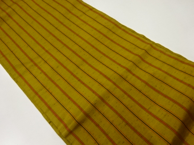 JAPANESE KIMONO / ANTIQUE NAGOYA OBI / SILK / HAND WOVEN TSUMUGI / STRIPE